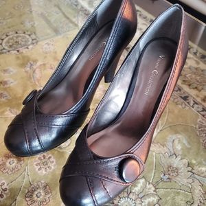 Vianni Collection Black Leather Heels